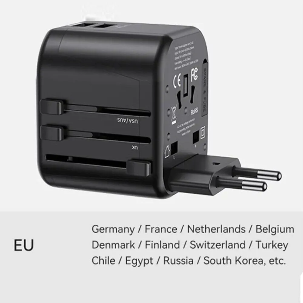 65W Dual Type C USB Universal Travel Charger - Fast Charging Global Travel Socket Converter