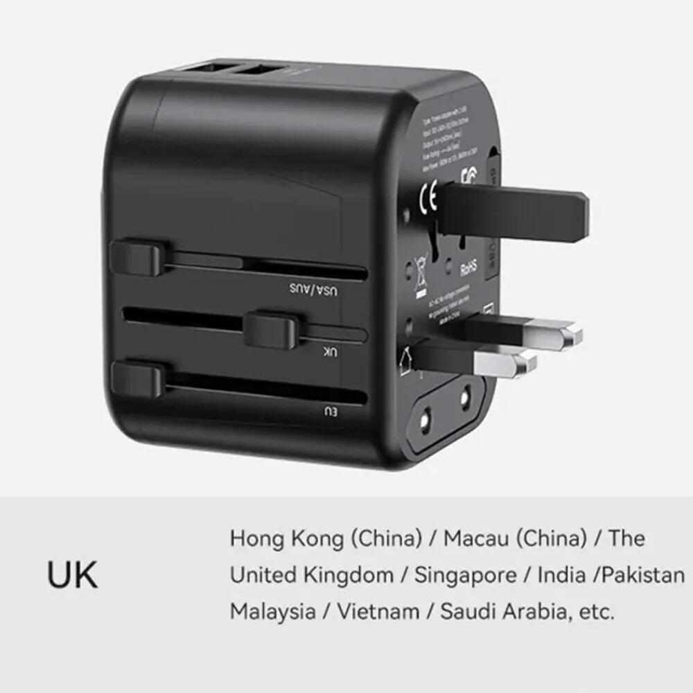 65W Dual Type C USB Universal Travel Charger - Fast Charging Global Travel Socket Converter