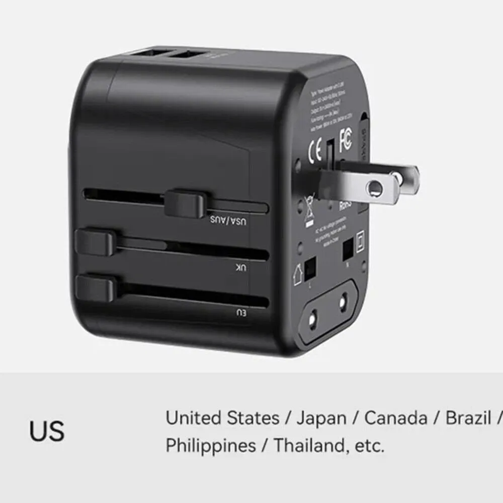 65W Dual Type C USB Universal Travel Charger - Fast Charging Global Travel Socket Converter