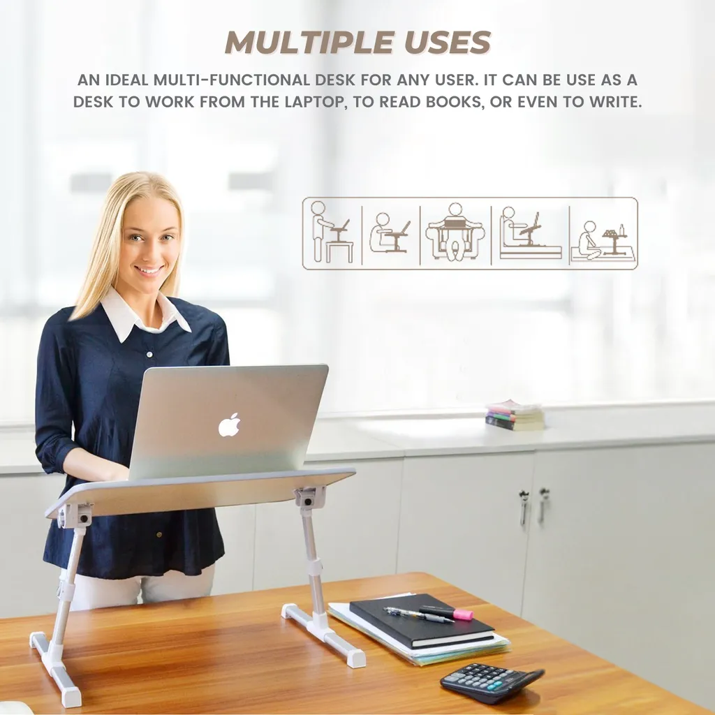 Adjustable Foldable Laptop Table with Baffles, EKKIO