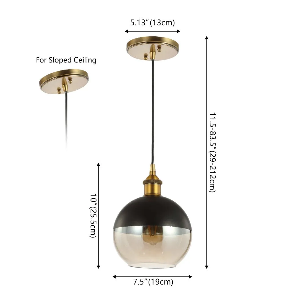 Amaryllis 7.5" Adjustable Drop Globe Metal/Glass LED Pendant