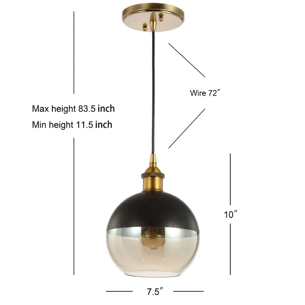 Amaryllis 7.5" Adjustable Drop Globe Metal/Glass LED Pendant