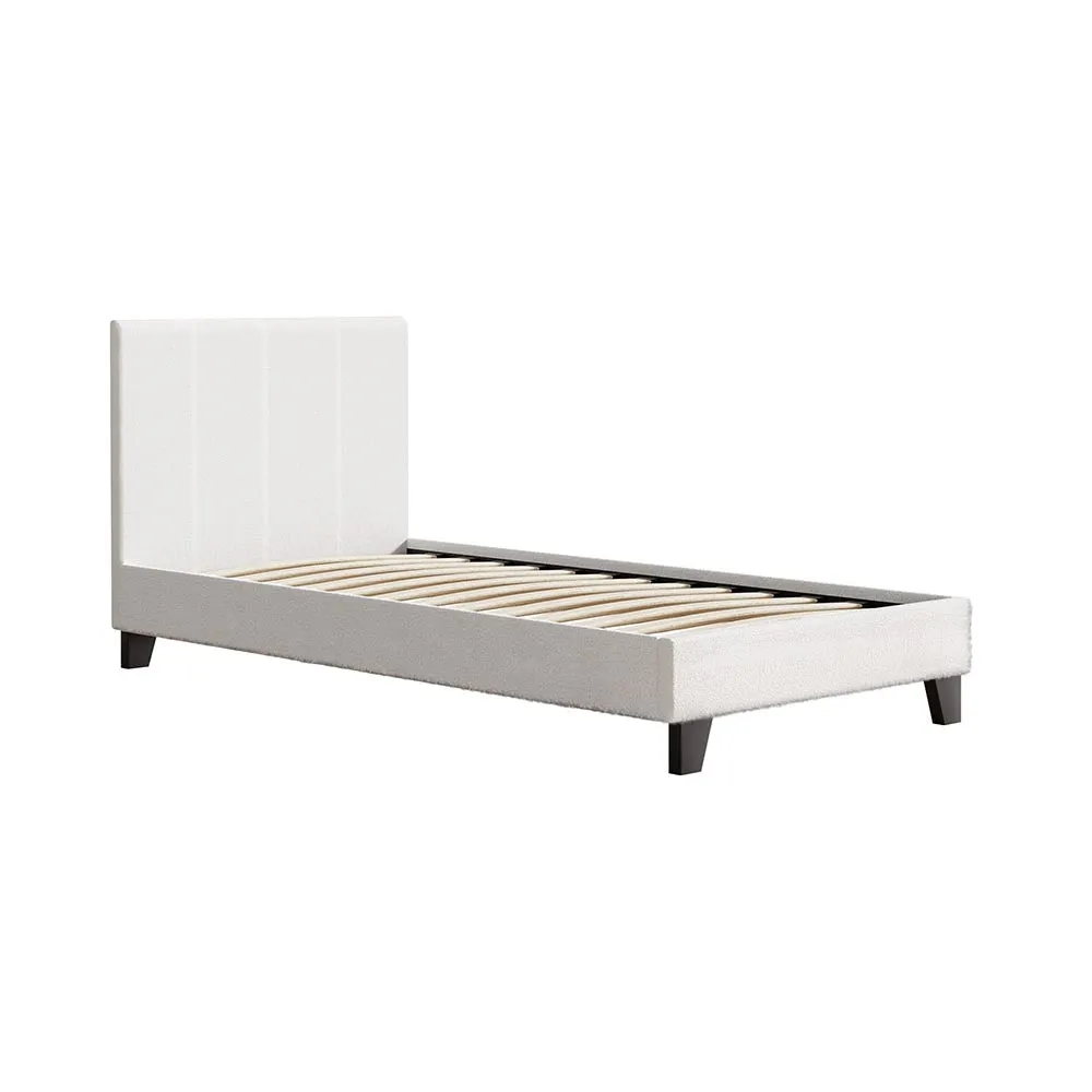 Artiss Bed Frame Single Size Boucle Fabric Mattress Base Platform Wooden