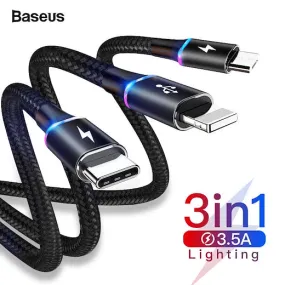 Baseus Halo Led Fast Charging 3 in 1 Cable