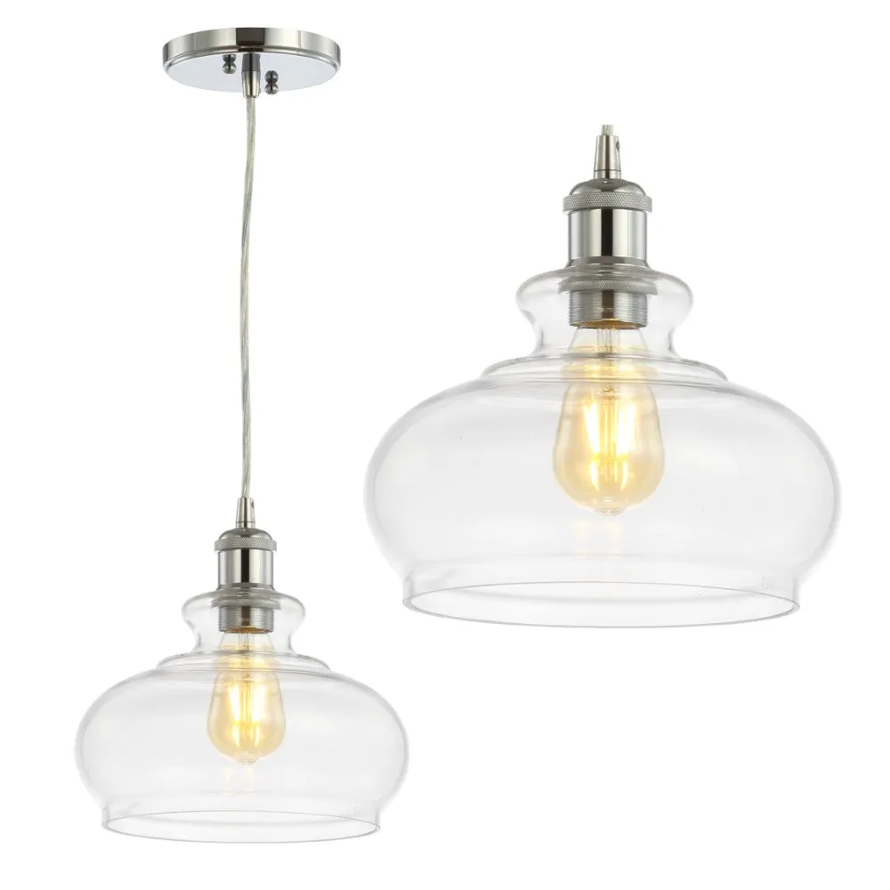 Bellflower Adjustable Drop Metal/Glass LED Pendant