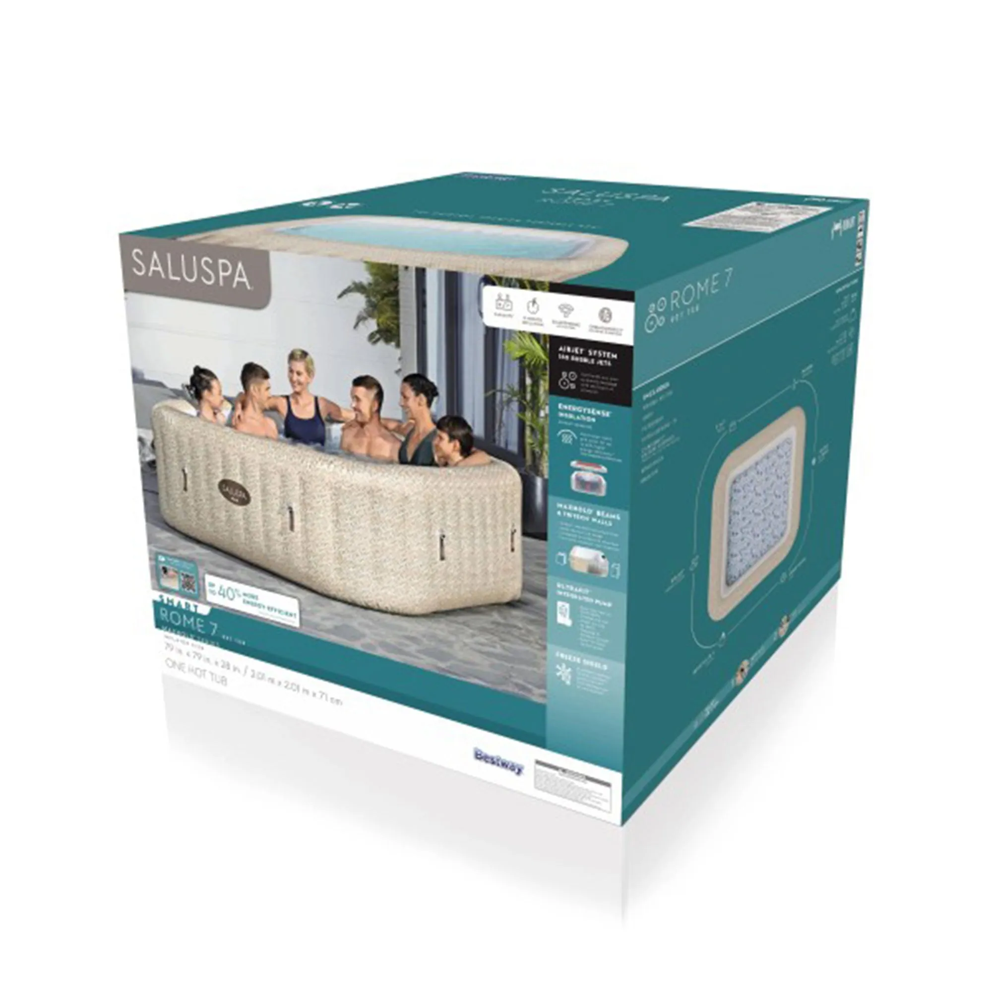 Bestway SaluSpa Rome Smart AirJet Inflatable Hot Tub with EnergySense Cover