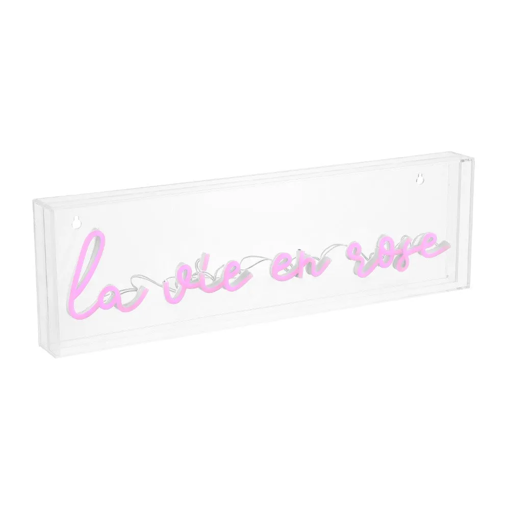 BNF  La Vie En Rose Contemporary Glam Acrylic Box USB Operated LED Neon Light