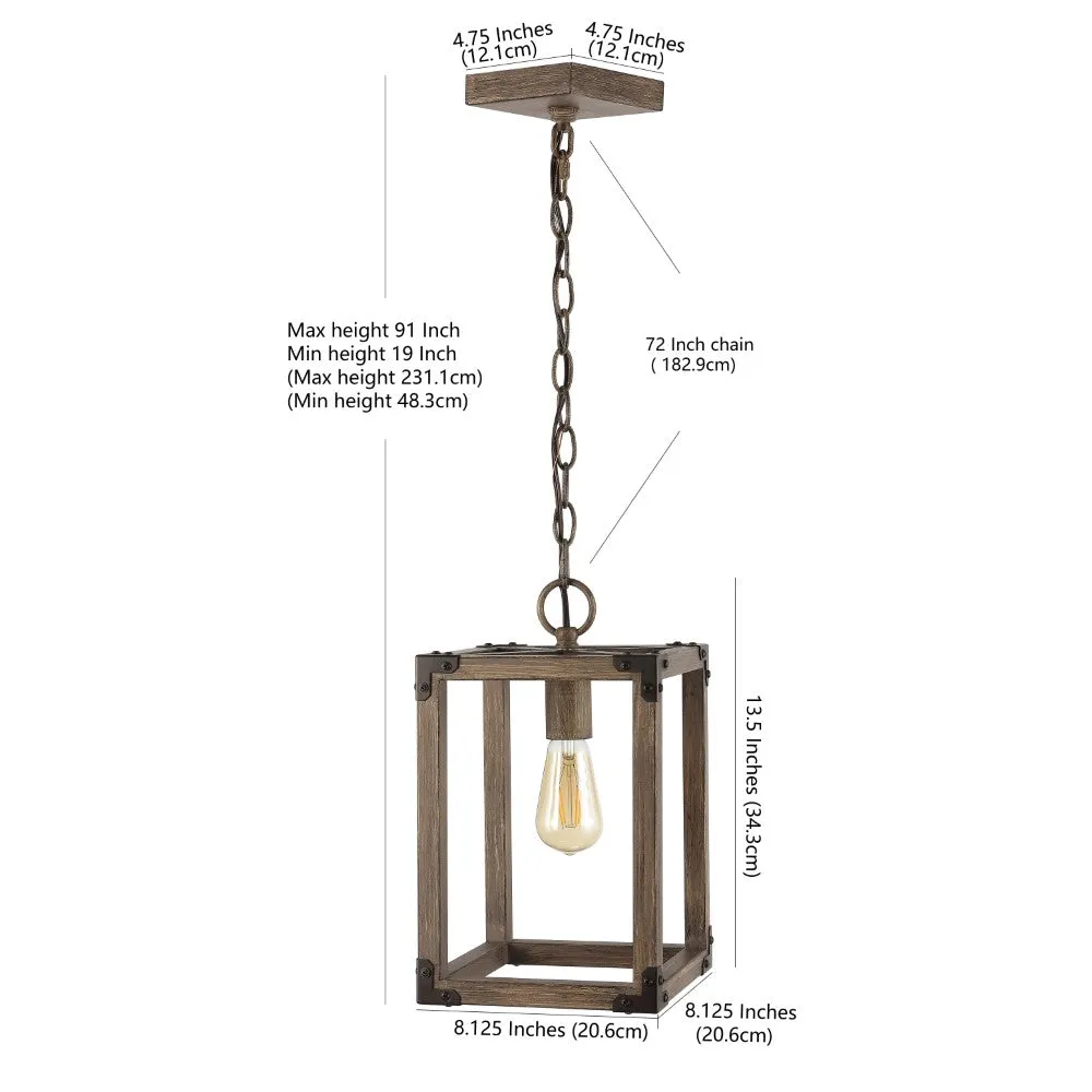 Breakneck 8.13" Adjustable Iron Rustic Farmhouse LED Pendant