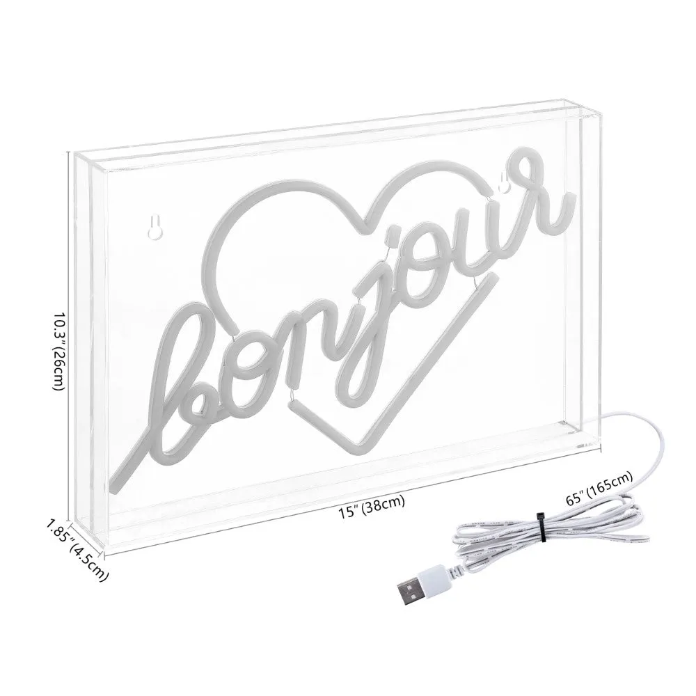 Buy Bonjour Heart Contemporary Glam Acrylic Box USB Operated LED Neon Light