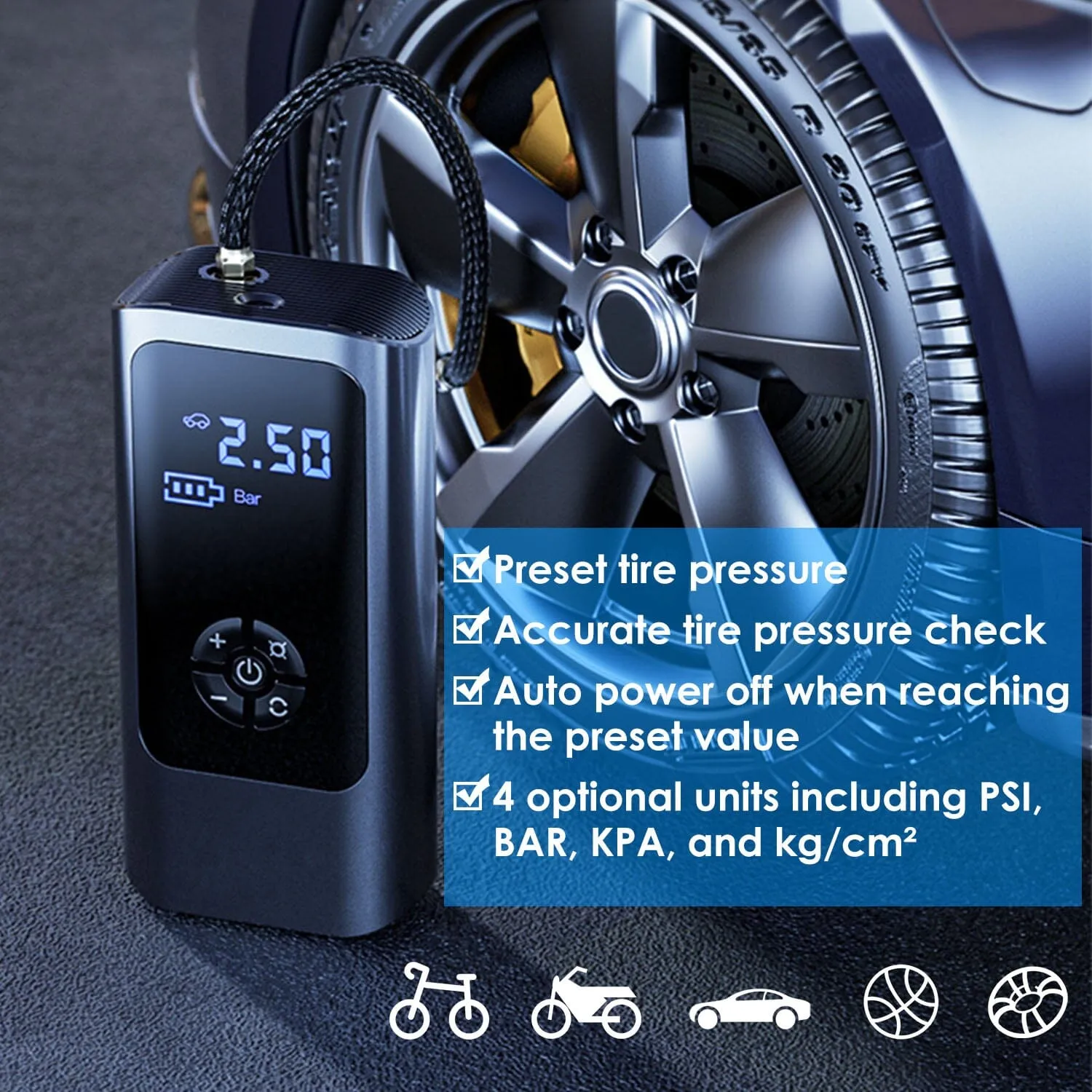 Car Tire Inflator Corded with LED Light