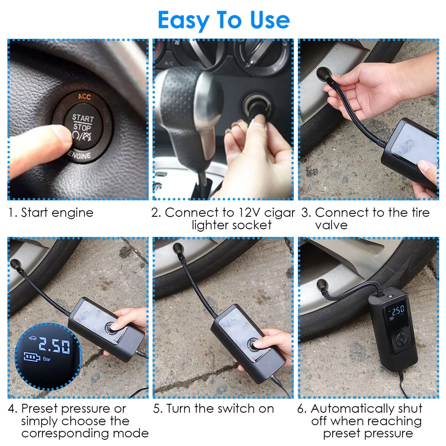 Car Tire Inflator Corded with LED Light