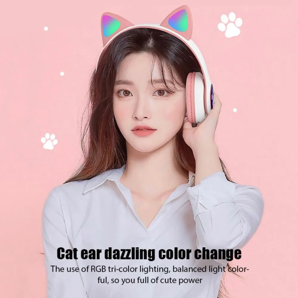 Cartoon LED Cat Ear Bluetooth Headphones