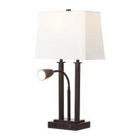 Cinkeda 23.75" 2-Light Modern Farmhouse Metal LED Table Lamp with USB Charging port