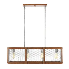 Comegys 34.5" Linear 4-Light Adjustable Iron Rustic Industrial LED Pendant