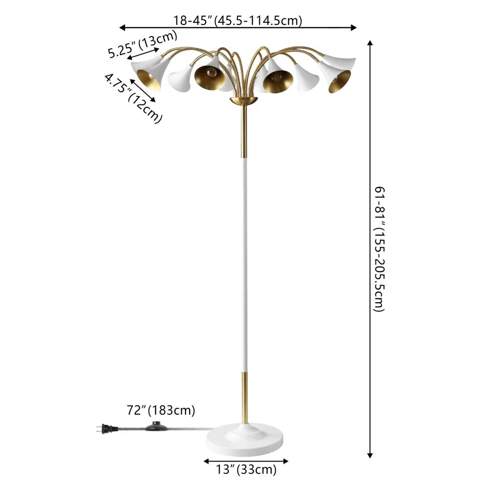 Cone 61" 10-Light Mid-Century Modern Iron Medusa Multi Head LED Floor Lamp