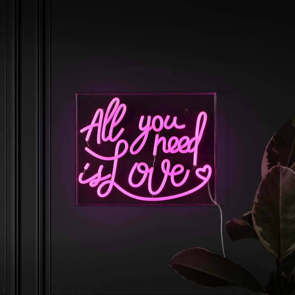 Diy All You Need Is Love Contemporary Glam Acrylic Box USB Operated LED Neon Light