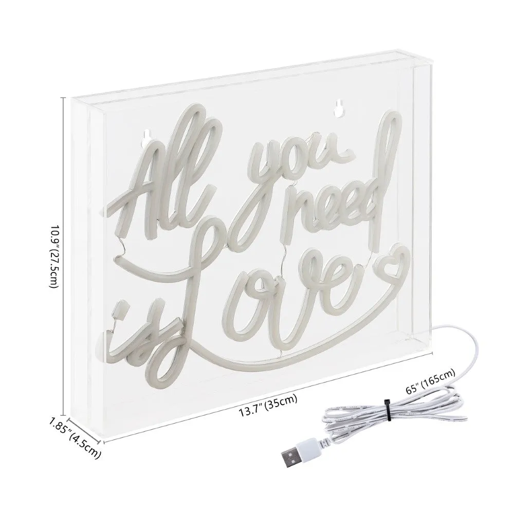 Diy All You Need Is Love Contemporary Glam Acrylic Box USB Operated LED Neon Light