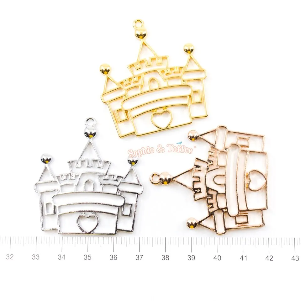 Enchanted Castle Open Bezel Metal Charm (3 pieces)