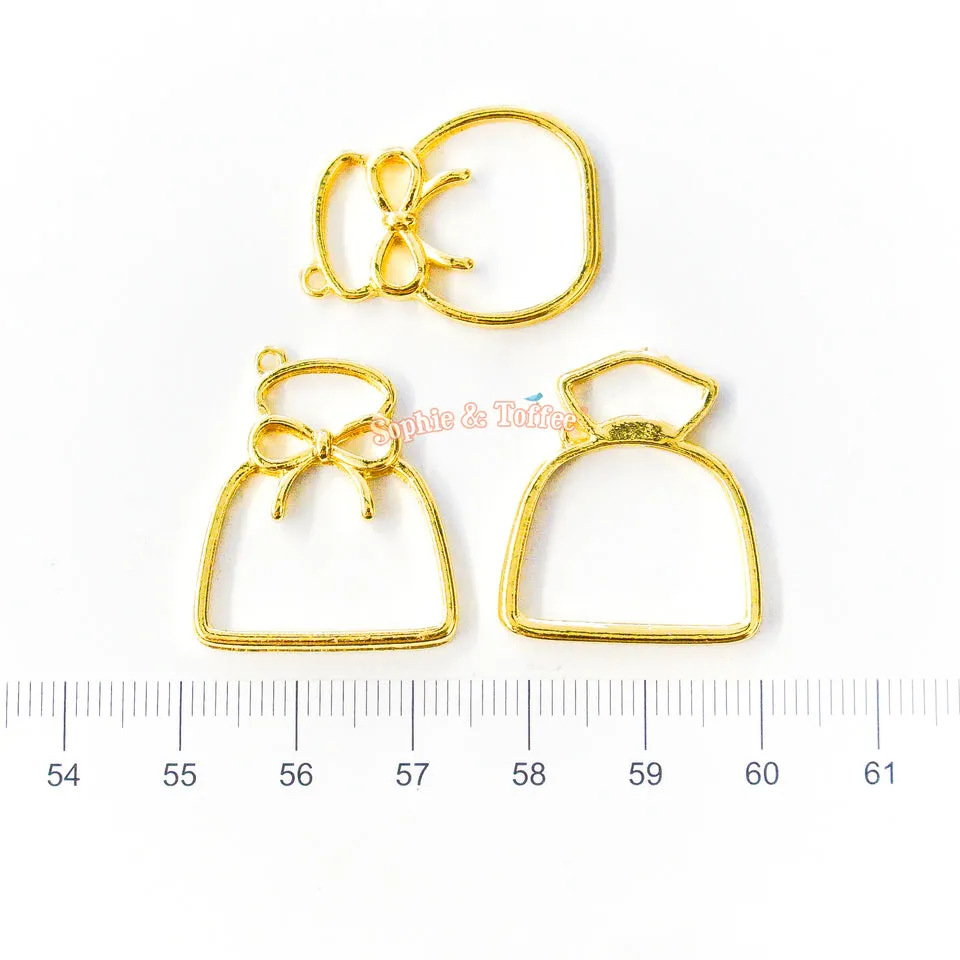 Fortune Sack Open Bezel Charm (3 pieces)