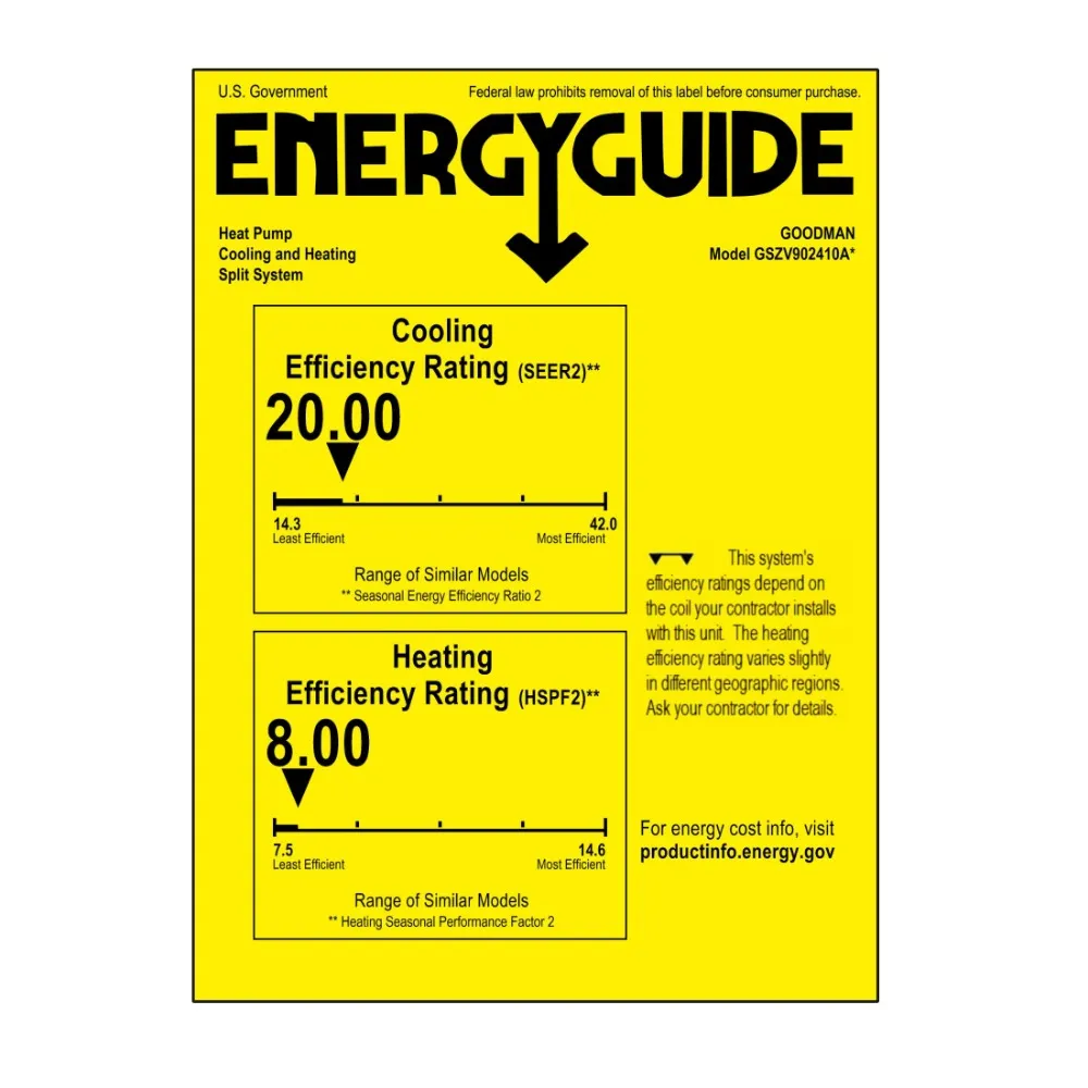 Goodman 2 Ton 19.2 SEER2 Variable-Speed Heat Pump GSZV902410