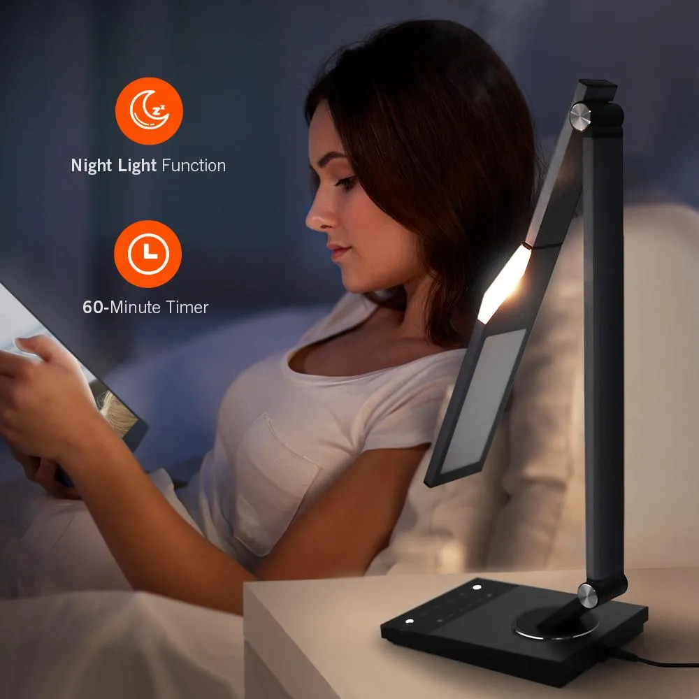 LED Desk Lamp, Pure Solid Aluminum-Alloy, With Super Fast Charging & Touch Tech