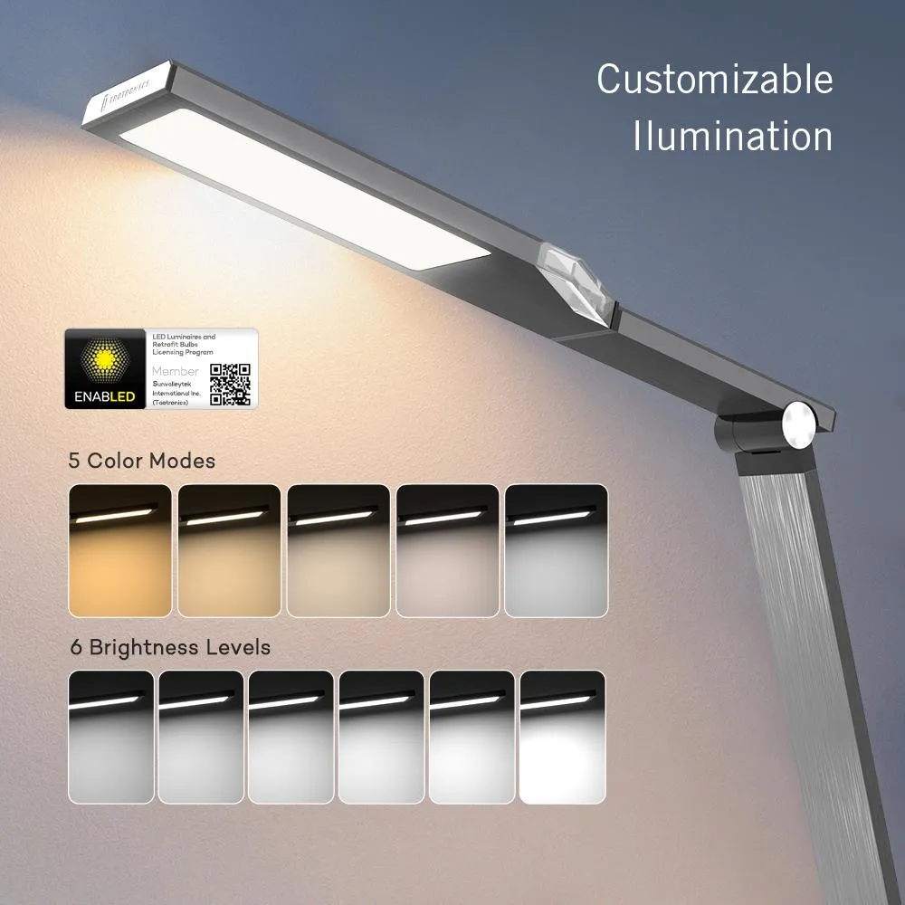 LED Desk Lamp, Pure Solid Aluminum-Alloy, With Super Fast Charging & Touch Tech