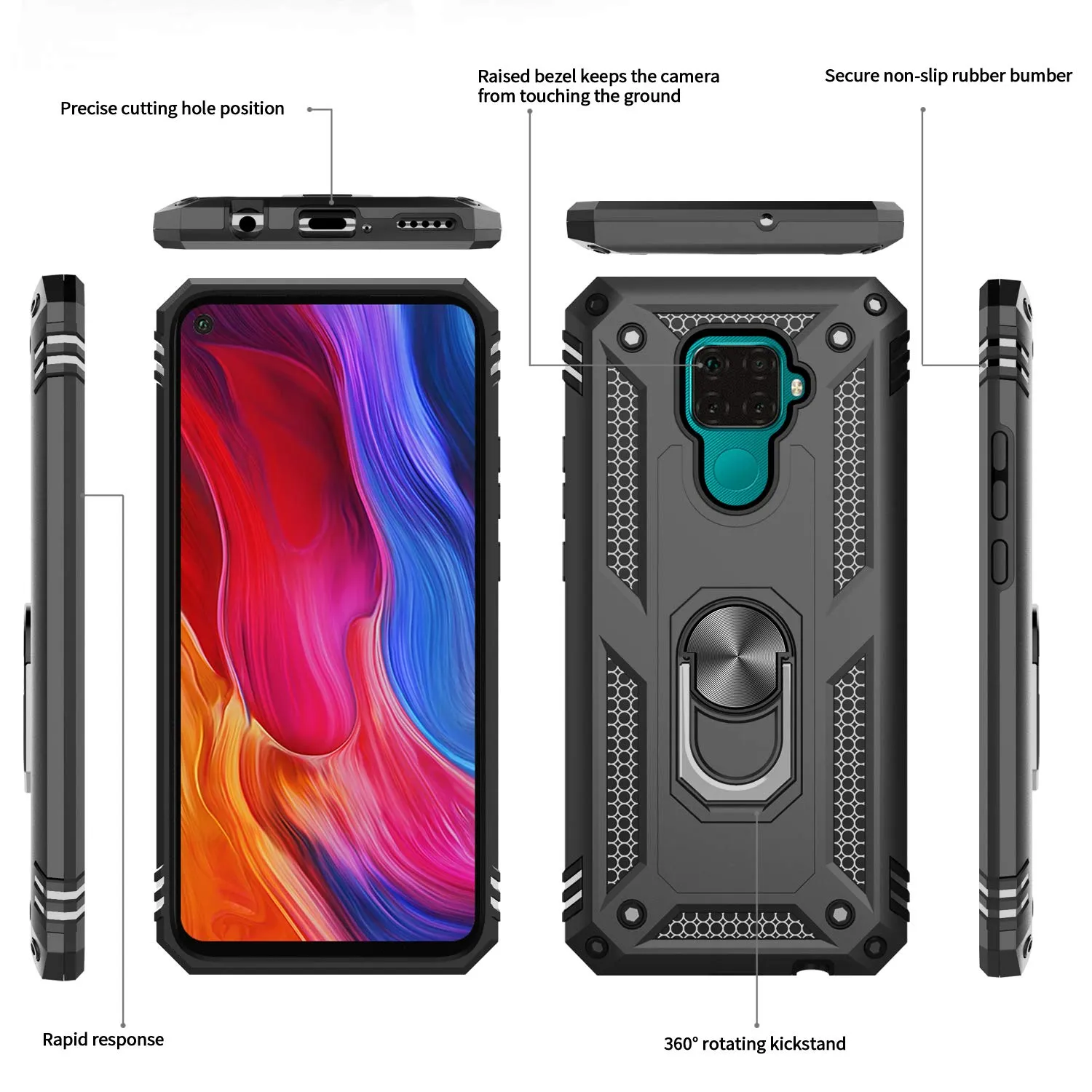 LeYi for Huawei Mate 30 Lite Case with Magnetic Ring Holder, Full Body Protective [Military Grade] Silicone TPU Personalised Shockproof Armour Cover