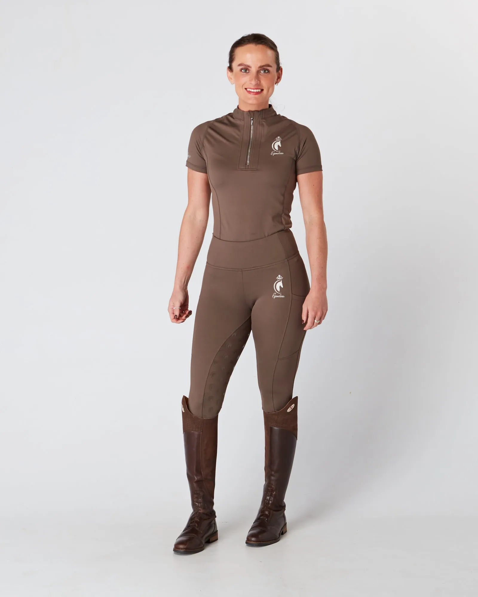 Mocha Riding Leggings / Tights with Phone Pockets - MOCHA