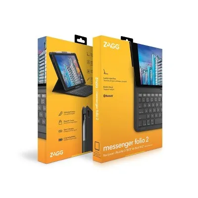 New - ZAGG Keyboard Messenger Folio 2 - Apple iPad 10.2/10.5 - Charcoal