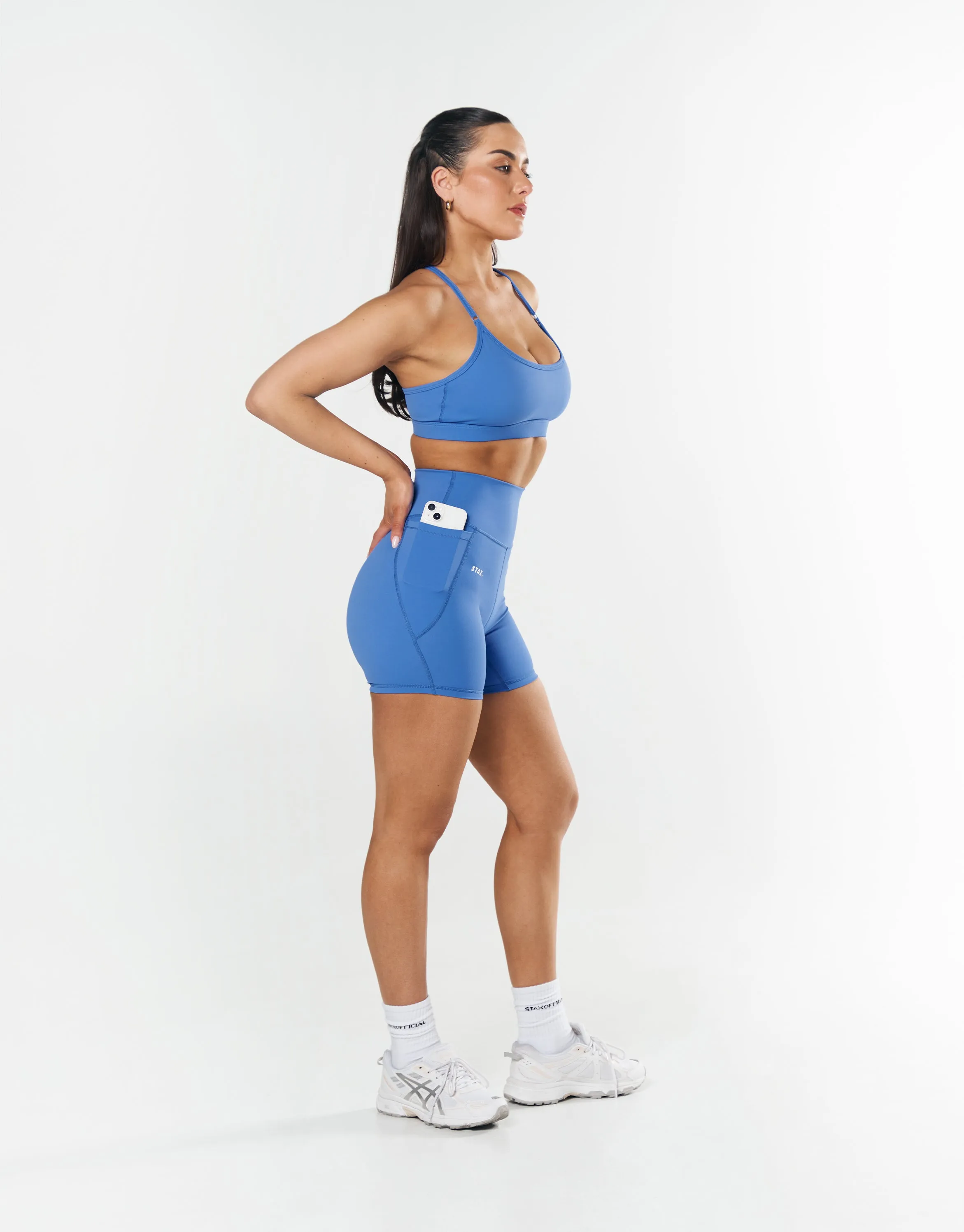 Phone Pocket Midi Bike Shorts NANDEX ™ - Beaches Blue