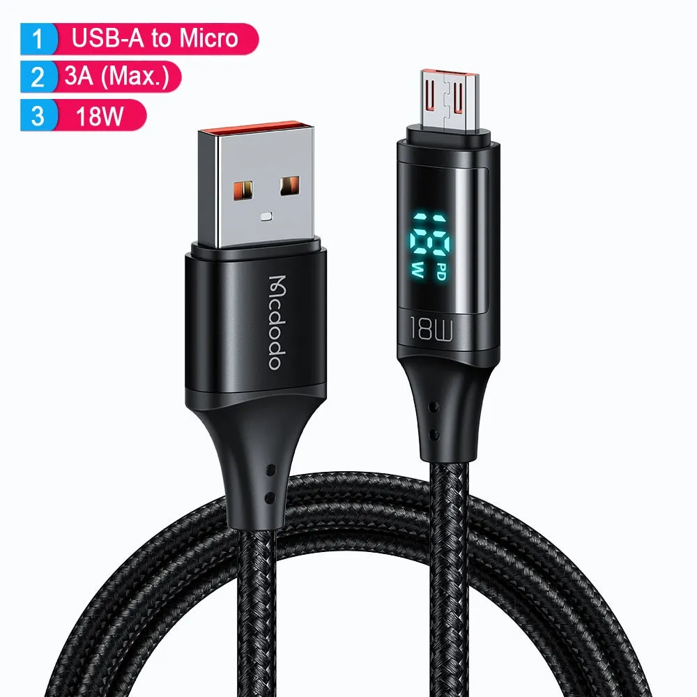 Power Display Universal Fast Charging Phone Cable