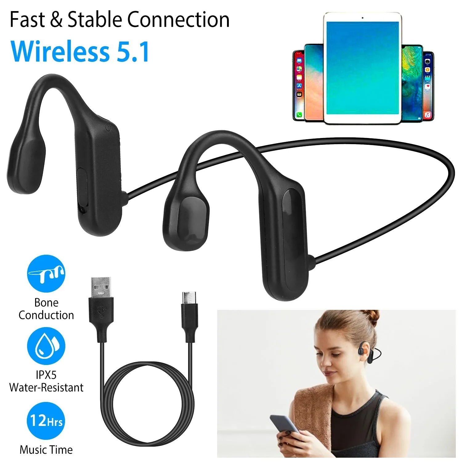 V5.1 Wireless Bone Conduction Headphone