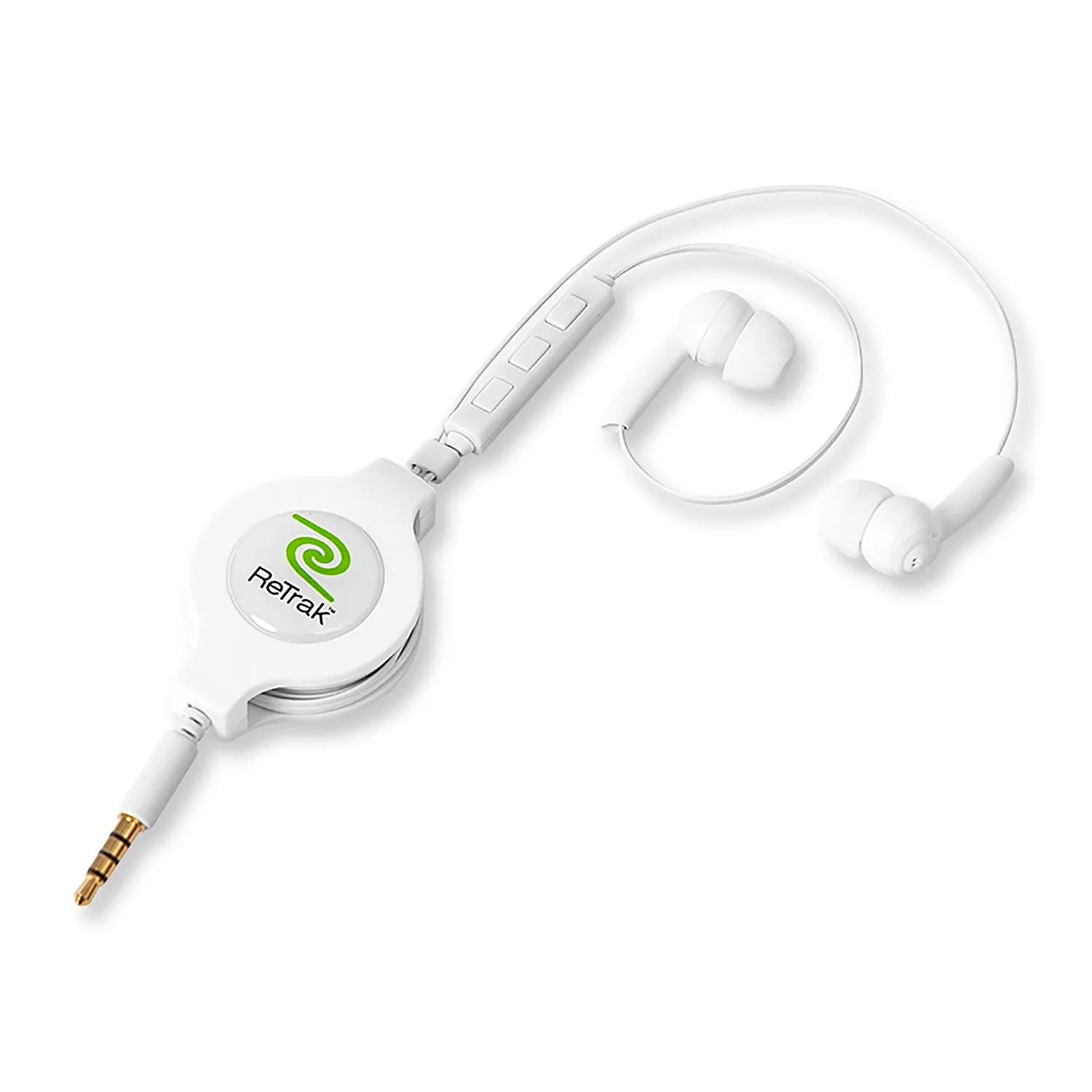 White In-ear Earbuds | In-ear Headphones | Retractable Cable | In-Line Mic & iPhone Controls