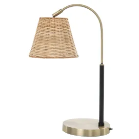 Wicker Pivot Table Lamp - Brass Base, Stylish Home Lighting